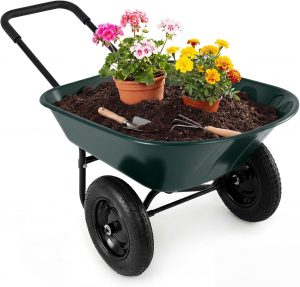 GYMAX Brouette de Jardin 2 Roues 140L