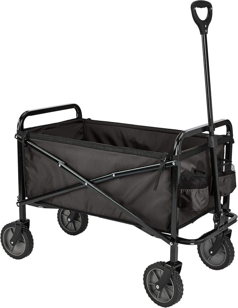 Amazon Basics Collection d’outils de jardin - Chariot d’extérieur pliable pour jardinage avec housse protectrice, Noir