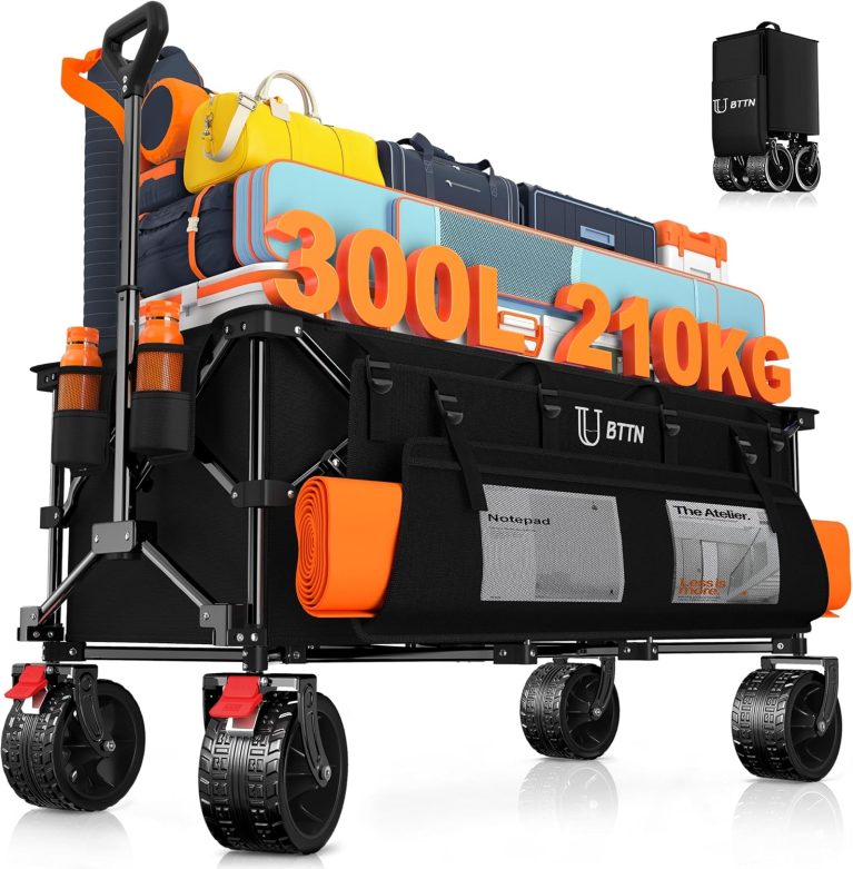 BTTN XXXL Chariot Pliable 300 L / 210 kg de capacité - avec freins, pneus larges 18x10 cm