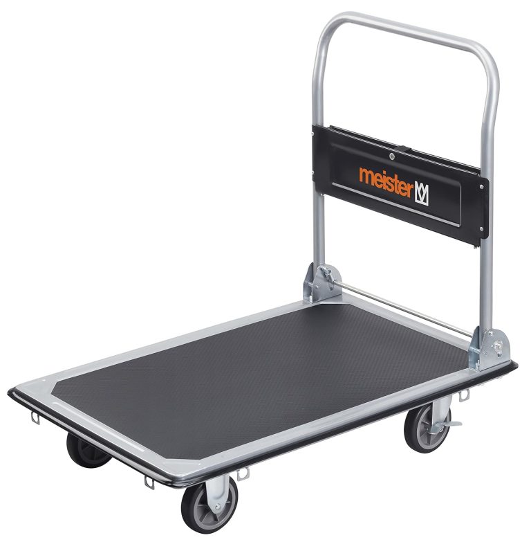 Meister Chariot de plateforme - Pliable - Jusqu'à 300 kg de capacité de charge - Frein de stationnement