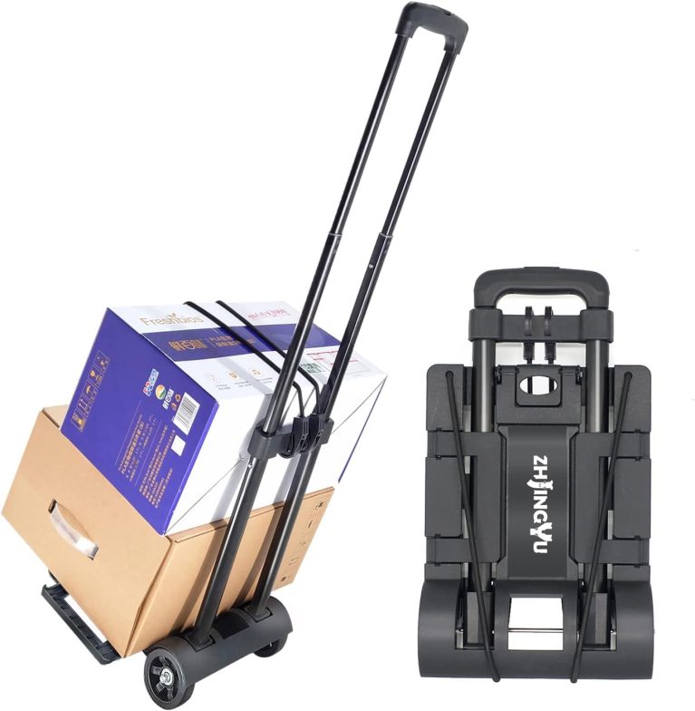 ZHJINGYU Diable Pliant Acier 2 Roues 35kg Léger, avec tige extensible