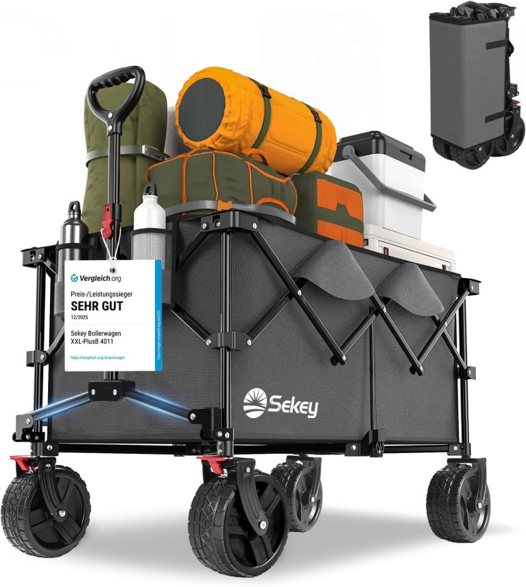 Sekey XXL Plus Chariot de Jardin Pliable avec Freins 200L 150KG, Chariot de Transport Tout-Terrain avec Roues Extra Larges, Pliable Breveté dans Quatre Directions SE4011, Anthracite