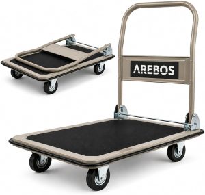Arebos Chariot de Transport Pliable Plateforme 300 kg