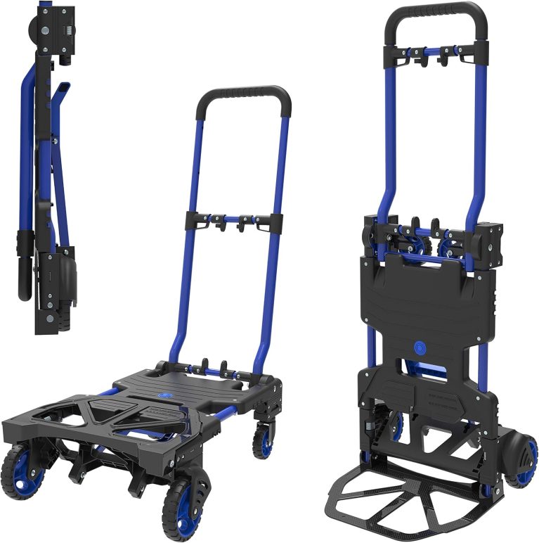 HandiMoova Chariot pour Charge 135 kg et Diable 2-en-1 pour Charge 70 kg à Plateforme Pliable, Transformable en Quelques Secondes