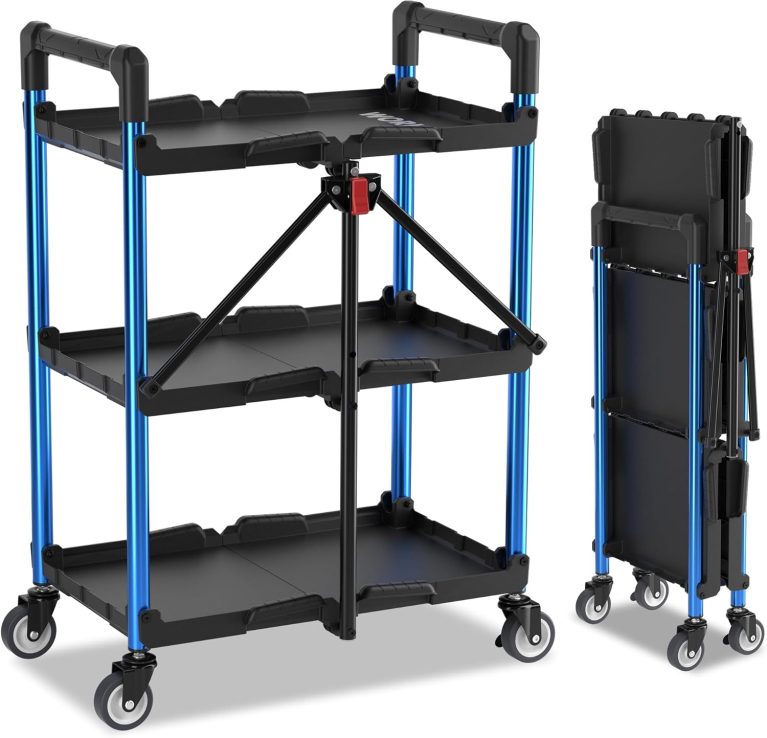 WORKPRO Chariot Pliable a 3 Niveaux, Servante d'Atelier avec Roulettes